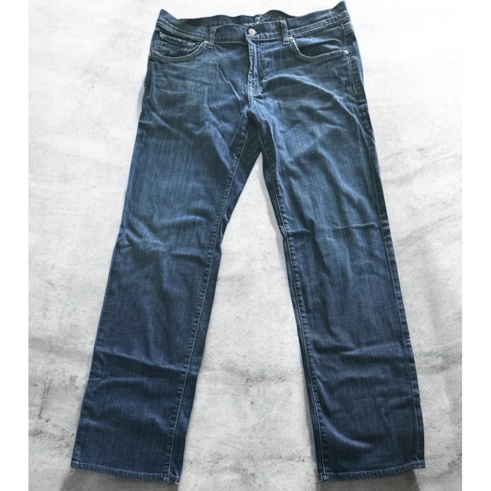 Seven 7 For All Mankind Jeans Austyn Mens Size 36 Blue Denim Straight Leg